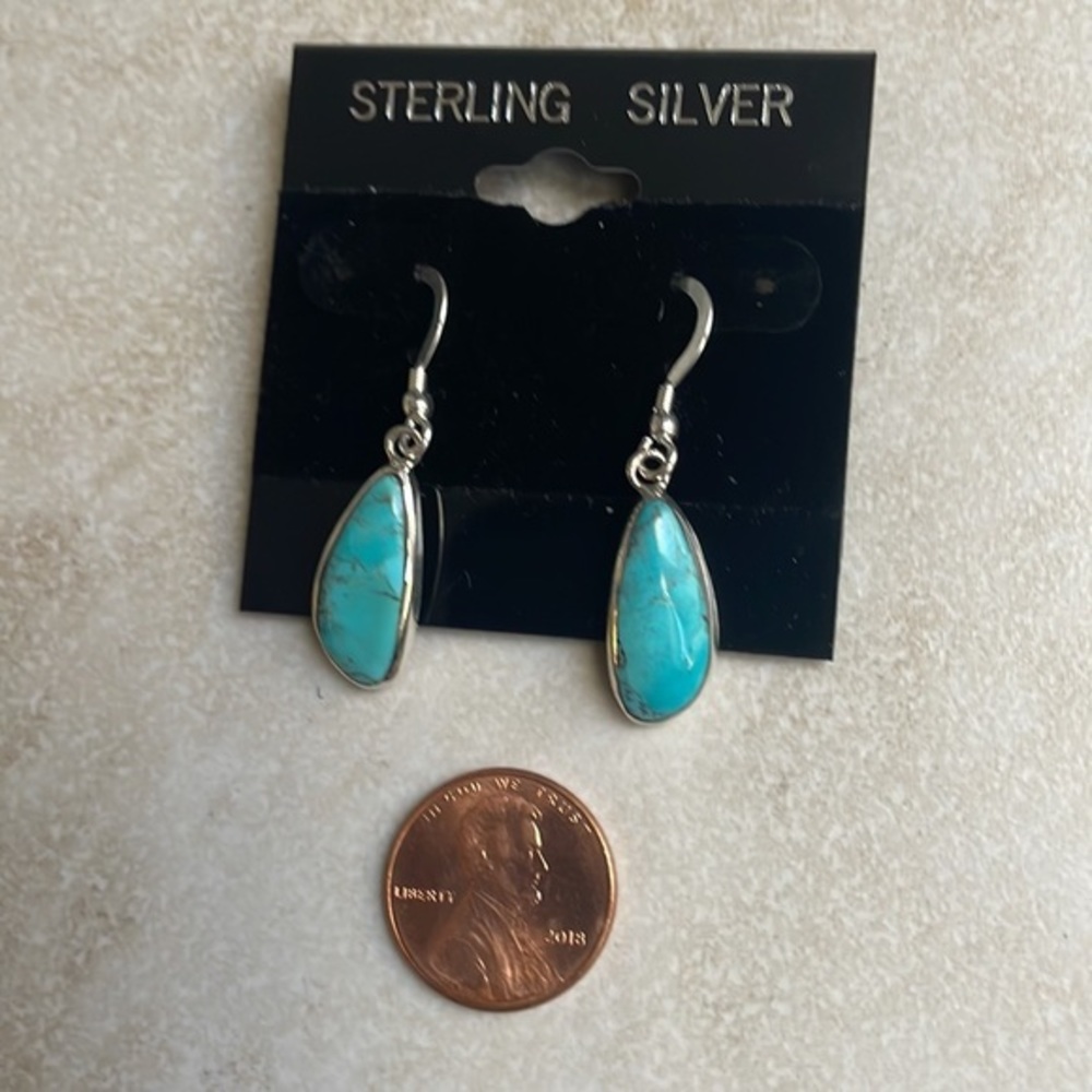 Sterling Silver Turquoise Stone High Grade Silver 925 earrings - Picture 10 of 17
